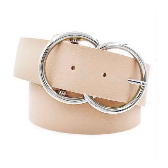 Accessories - Double O Ring Belt in Blush/Silver